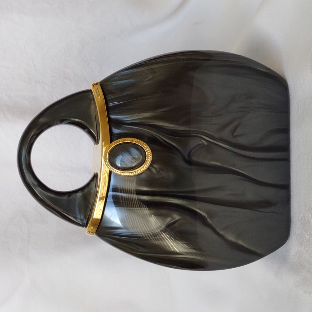 Vintage Lucite Gray Marbled Shoulder Bag/Clutch